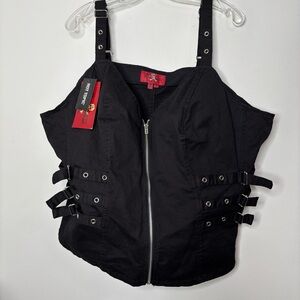ROYAL BONES Dang Goodman Black Halter Corset Style Top Y2K Plus Sz 4 GOTH 4X